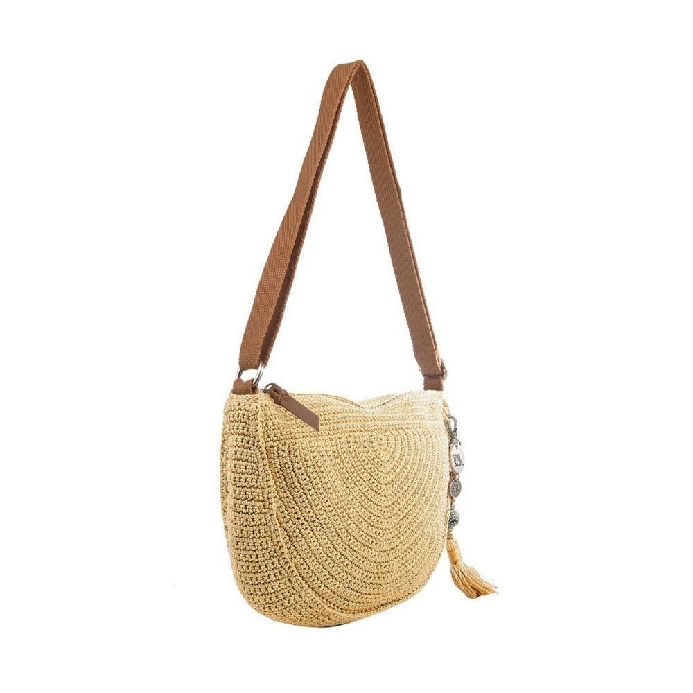 New! THE Sak Ryder Crochet Crescent Crossbody Bag Hobo Hand-Crocheted Bamboo Tan - Picture 4 of 8